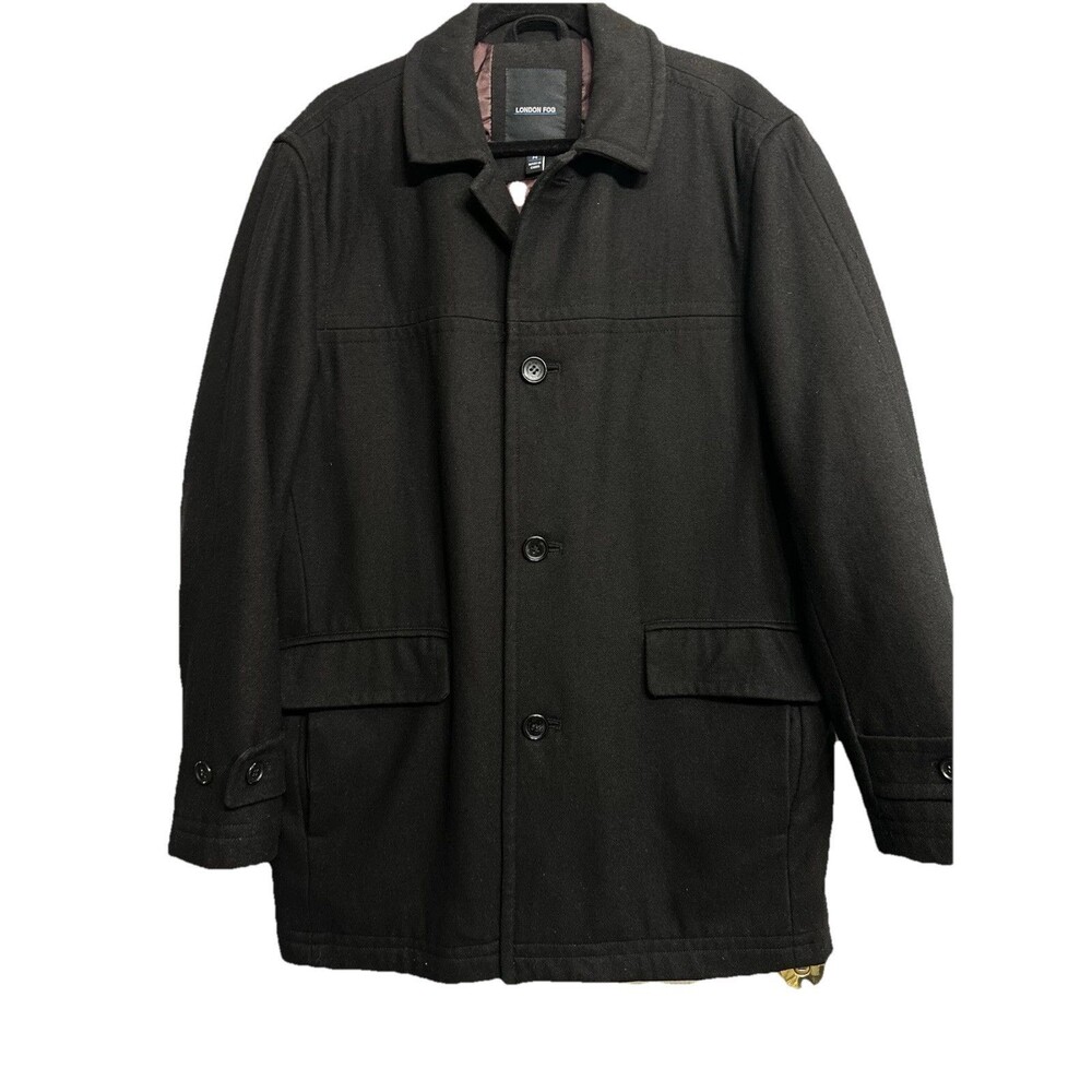 London‎ Fog Jacket  Coat Medium Men's Black Wool Blend Pre-owned Great Condition